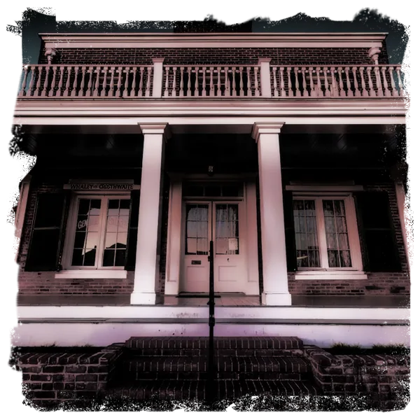 The historic and reportedly haunted front door of the Whaley House Museum in Old Town, San Diego.
